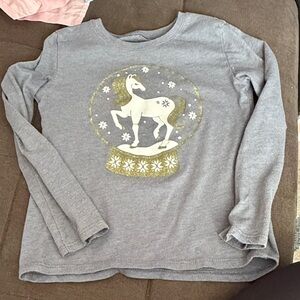 Gray Kids' Long Sleeve Shirt with snow globe